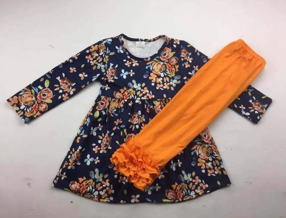 

hot sell fall style floral sets for Girl clothing