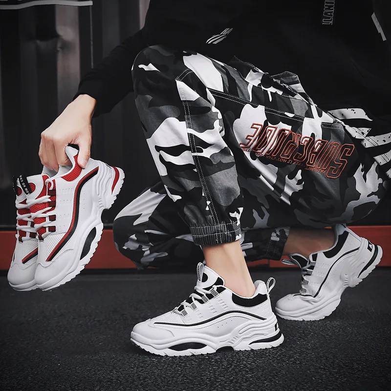 Men Chunky Shoes Quality PU Leather Breathable Casual Dad Lace Up Fashion Sneakers Outdoor Male Adult | Обувь