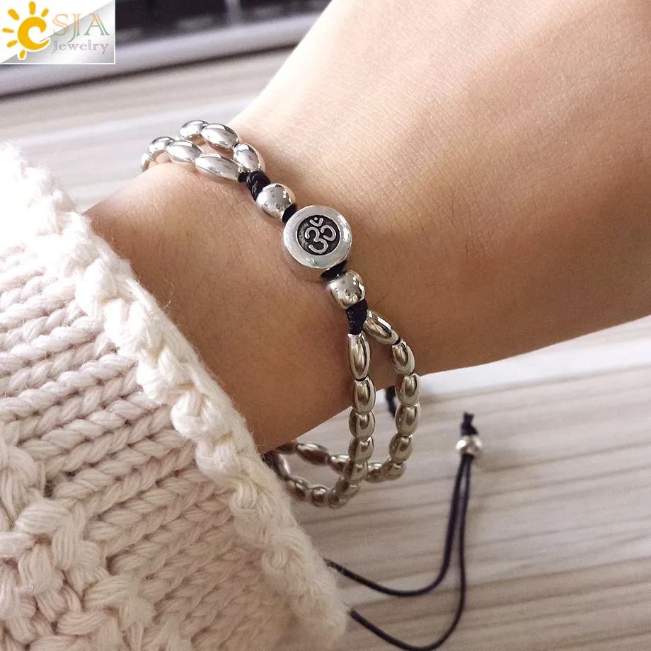 Женский браслет на щиколотке CSJA летний Ом АУМ символ йоги босиком ювелирное