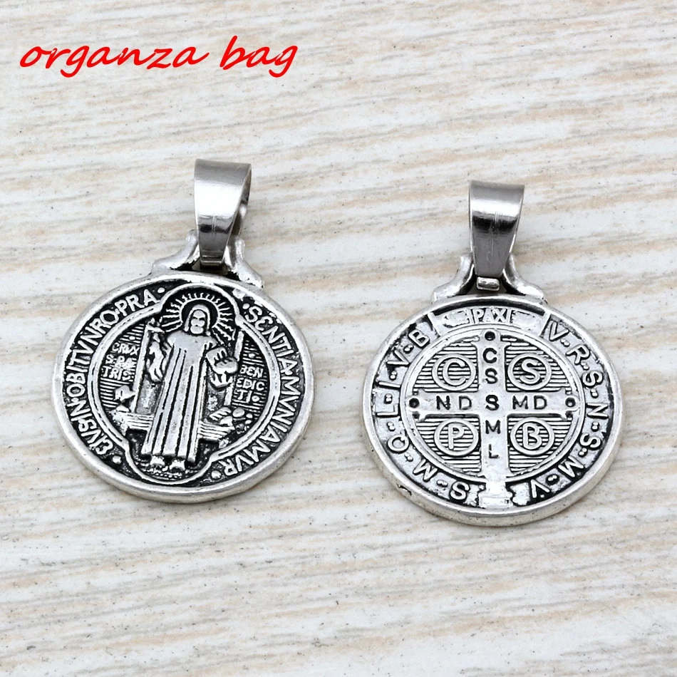 Hot ! 100pcs Saint Benedict Medal Alloy Charms Big Hole Beads Fit European Charm Bracelet Jewelry 18 X27MM | Украшения и