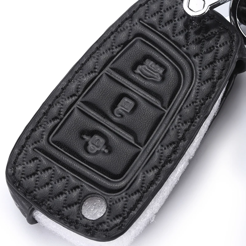 

Leather Key Case For Car 3 Buttons For Hyundai Elantra Chr Car Key Cover With Keychain Key Portect