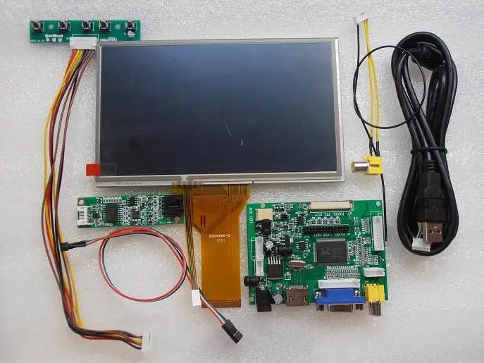 Новый 7 дюймовый сенсорный ЖК экран с Raspberry Pi 3 800*480 монитором автомобиля HDMI VGA USB