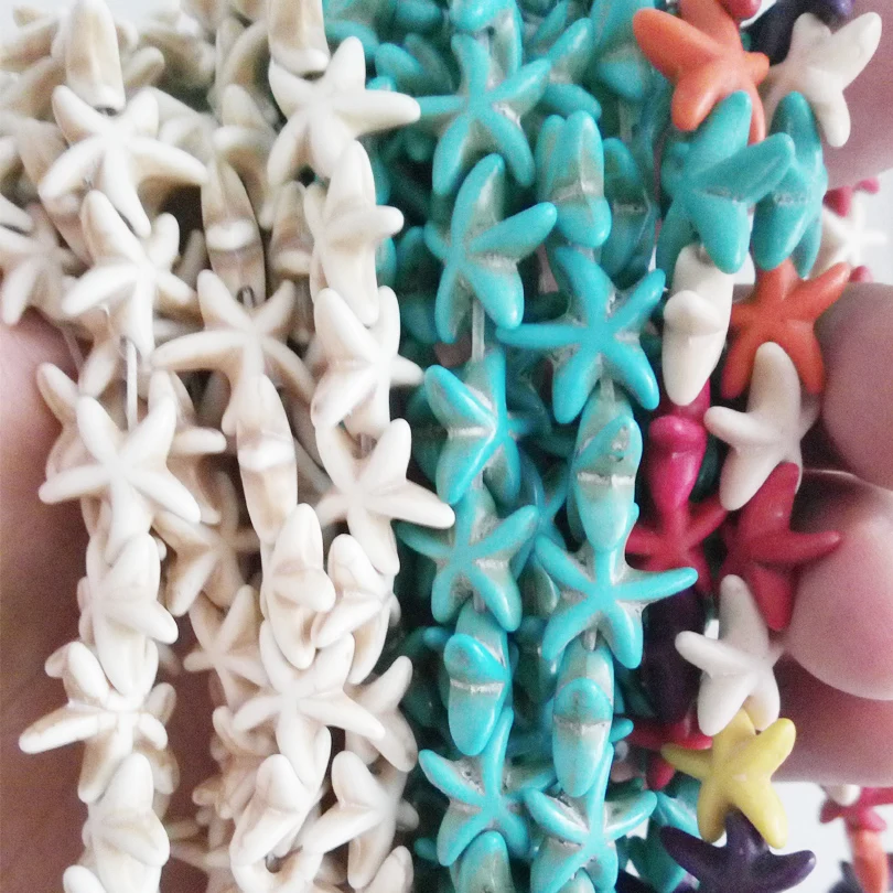 Около 38 шт./нитка 13x13 мм бусины из натурального камня в форме морской звезды