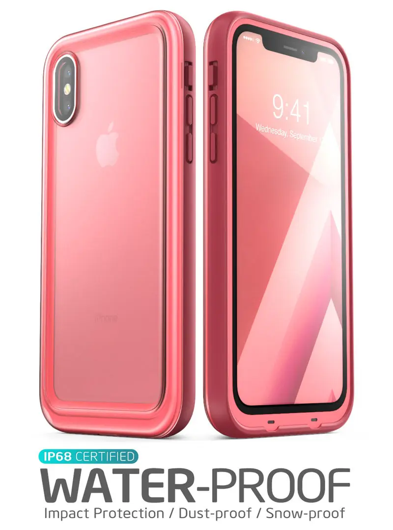 Pink Для iphone X Xs чехол, 5,8 дюймов, i-Blason Aegis, водонепроницаемый чехол, полный корпус, прочный Чехол со встроенной защитной пленкой - Цвет: Pink