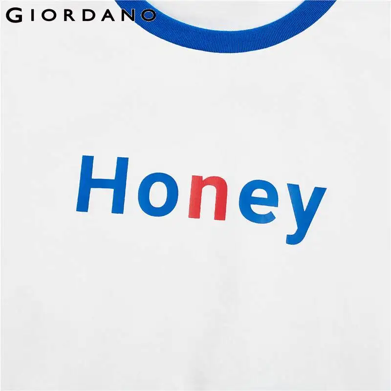 Giordano женская футболка с рисунком меда графика контрастных цветов дизайнерские