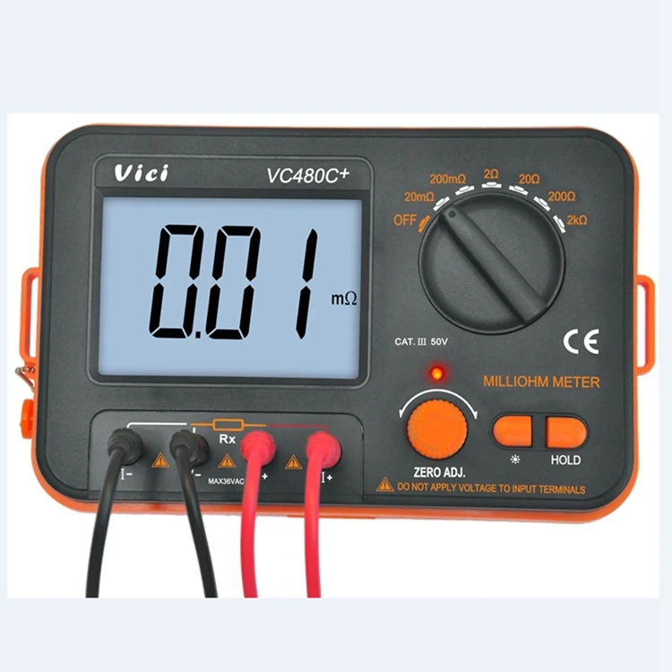 3 1/2 цифровой измеритель Milli-ohm VC480C+ ЖК-дисплей с подсветкой 4 провода тест низкое сопротивление мультиметр 6 диапазонов точность измеритель VICI бренд