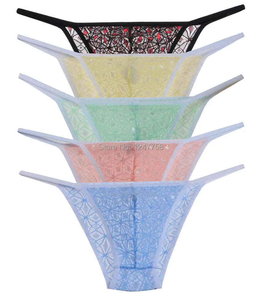 Мужское нижнее белье 5 шт./лот прозрачные ромбовидные кружевные трусы с тонким