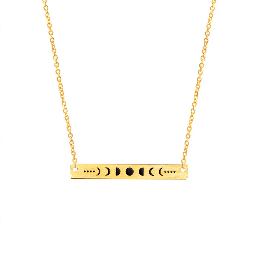 Женское колье с лунным талисманом длинное Золотистое Ожерелье из нержавеющей