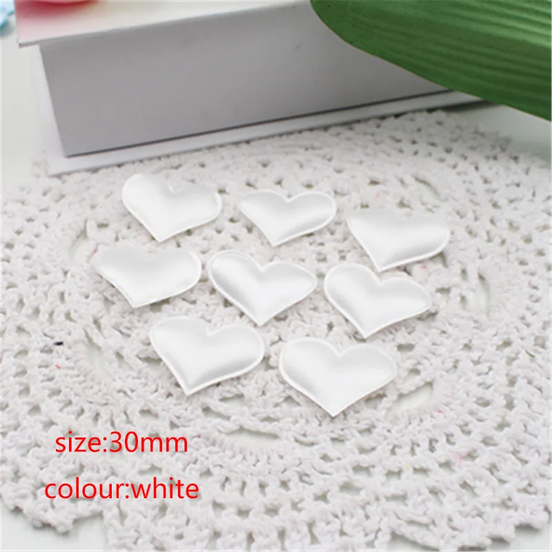 30mm-white 100 шт шелковая губка атласная ткань Милые Лепестки в форме сердца свадебные конфетти DIY романтические сердца тканевые украшения аксессуары для скрапбукинга - Цвет: 30mm-white
