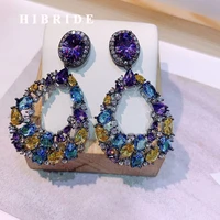 hibride luxury irregular full pave aaa cubic zirconia earring engagement party jewelry for women accessories bijoux femmel e 548