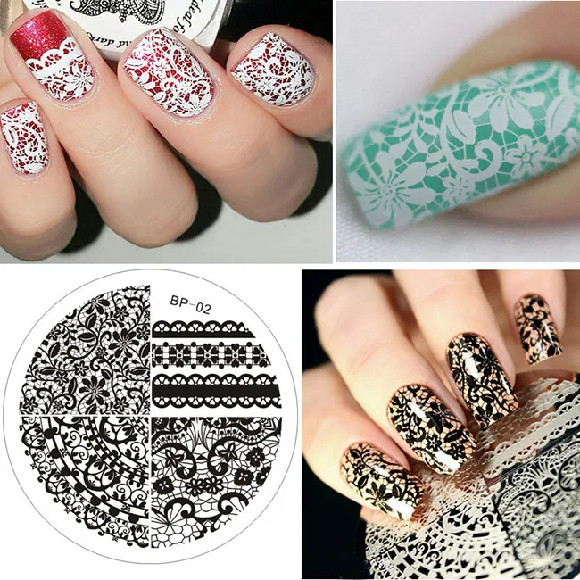 BP-02 BORN PRETTY Lace серия ногтей штамповка пластины цветок элегантный круглый прямоугольник маникюрная пластина с изображениями для нейл-арта - Цвет: BP-02