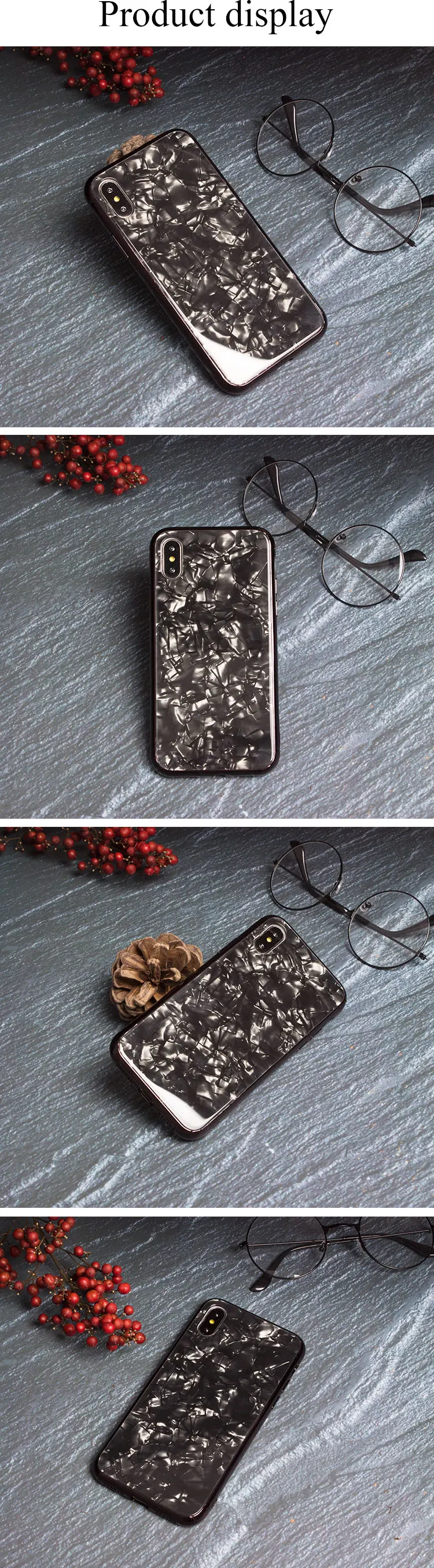Чехол для телефона из углеродного волокна с узором для iPhone 6 s 7 8 plus X S R MAX, простой зеркальный мраморный Ретро винтажный деловой чехол