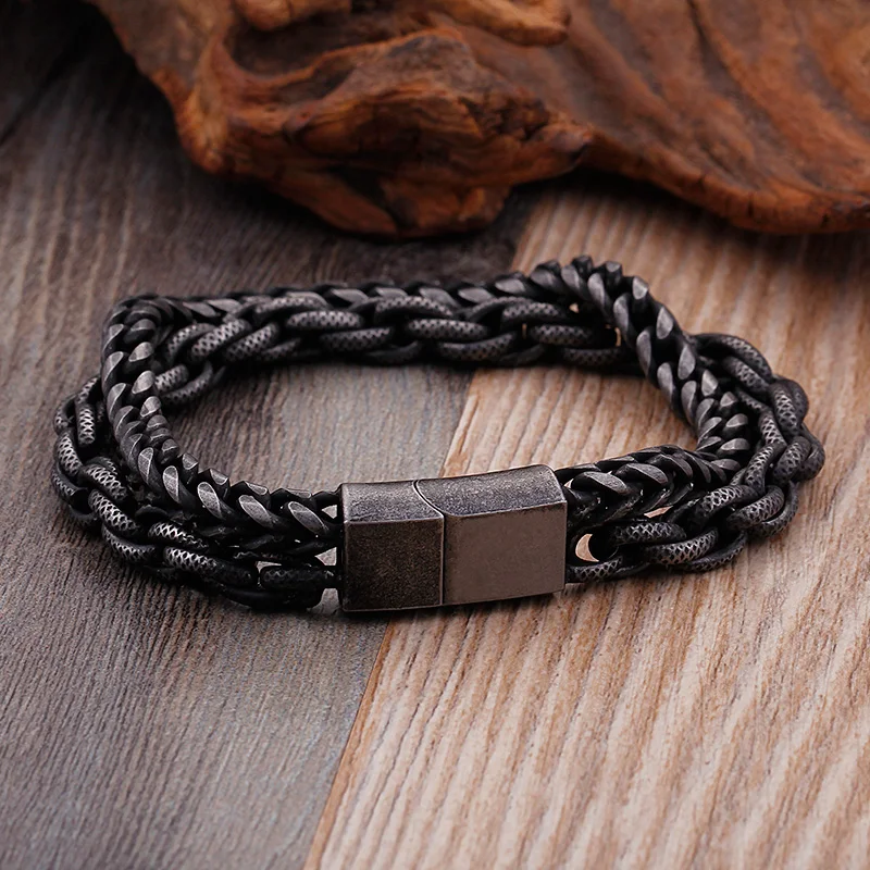 10 Inches Heavy Chain Link Stainless Steel Men's Bracelet For Men Mens Bracelets &amp Bangles 2018 Biker Jewelry Male Punk | Украшения