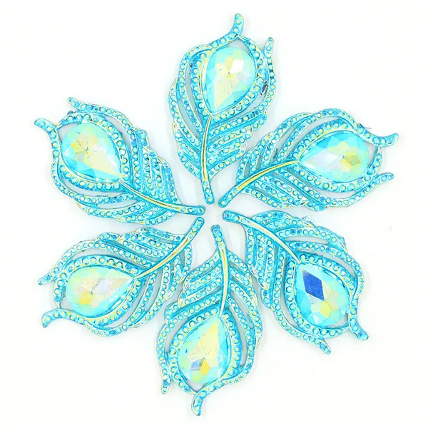 Aquamarine AB 10 шт листьев перо усеяны искусственными драгоценными камнями; Flatback стразы пришить Стразы DIY Handsewing Смола Камни применяется на одежде 20x38 мм - Цвет: Aquamarine AB