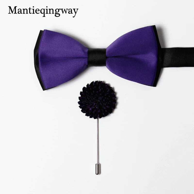 Mantieqingway новый бренд 6 см полиэстер галстук-бабочка и брошь булавки набор для