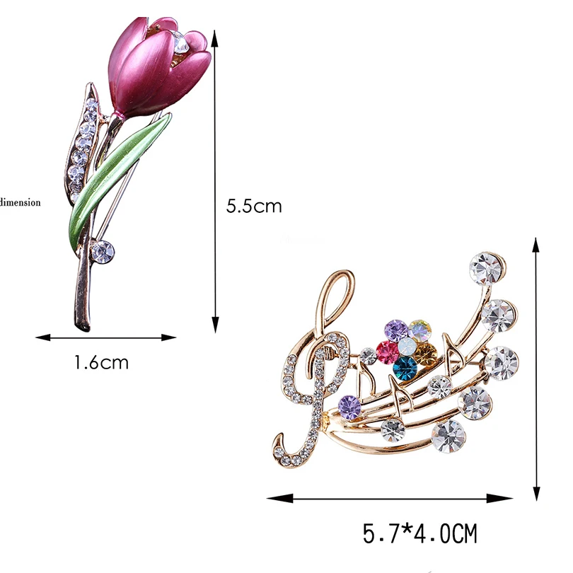 Женская Брошь со стразами AWAYTR Винтажная брошь в форме тюльпана стиле ретро