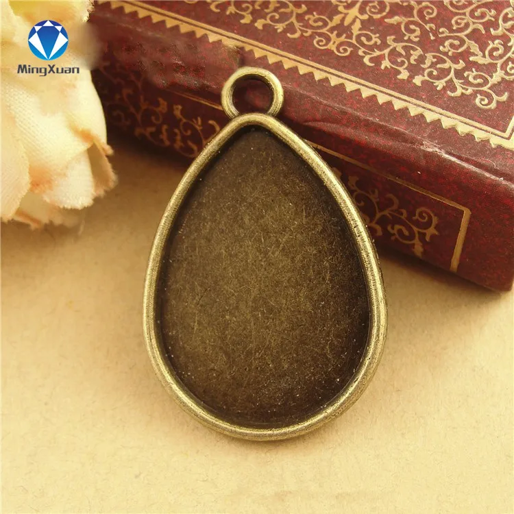 Antique Bronze 10 шт. 18*25 мм 3 цвета Античная бронзовая покрытая кабошон в форме капли из цинкового сплава, установочные подвески, кабошон - Цвет: Antique Bronze