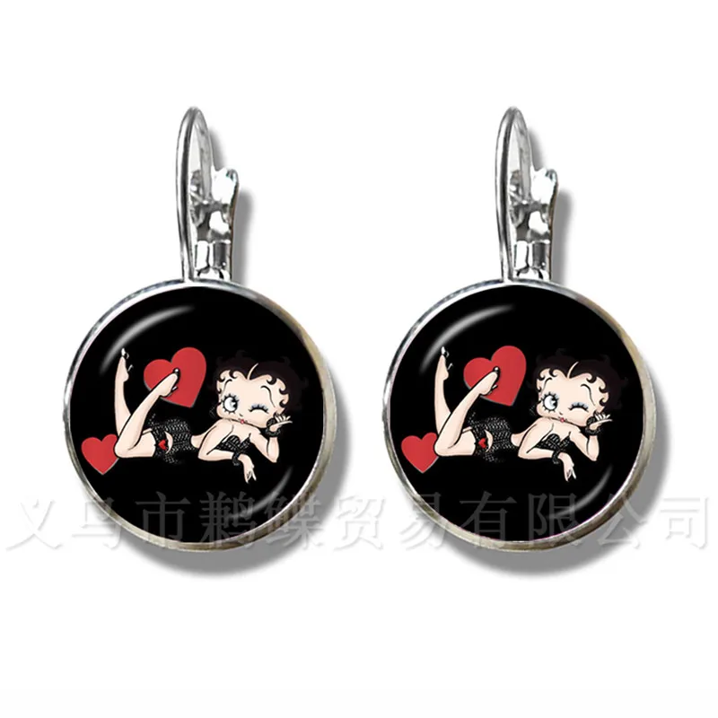 Новинка 2018 форменные сережки Betty Boop серия платьев с рисунком серьги гвоздики для