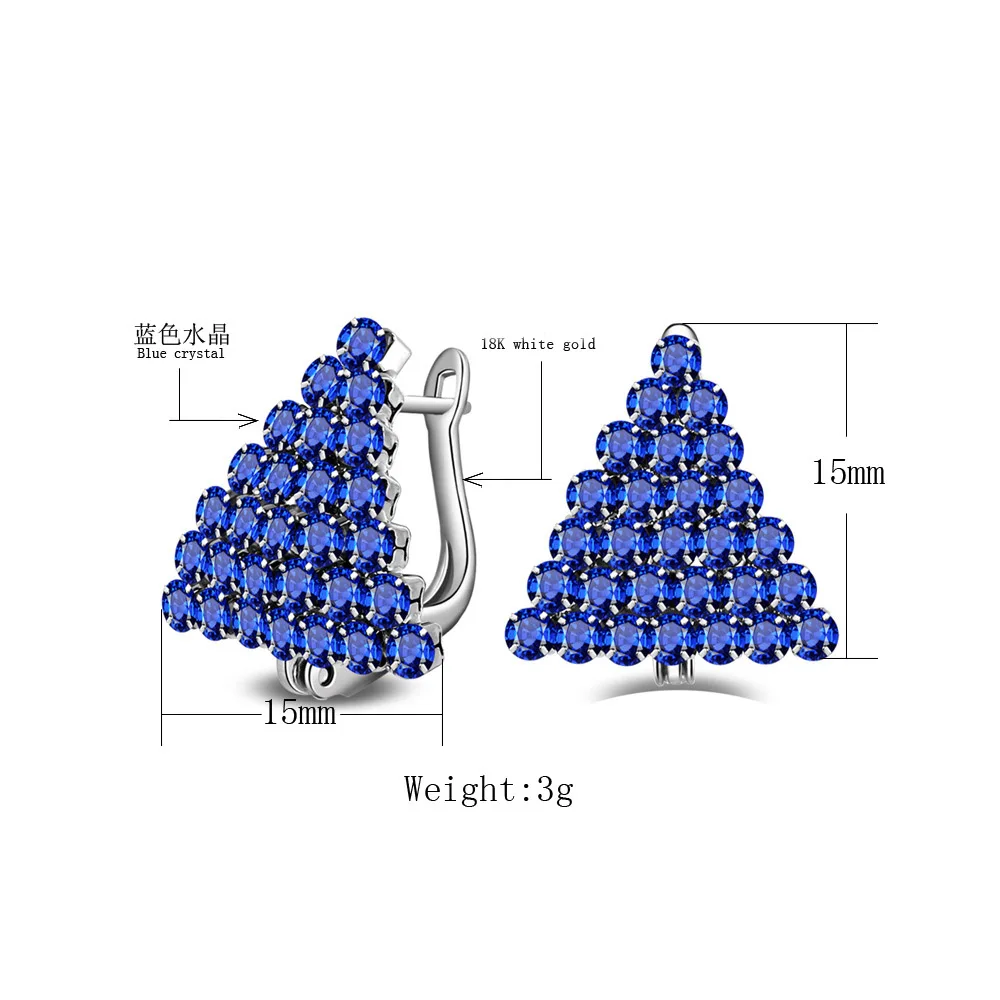 Женские Треугольные Серьги-гвоздики с кристаллами серебристого цвета |