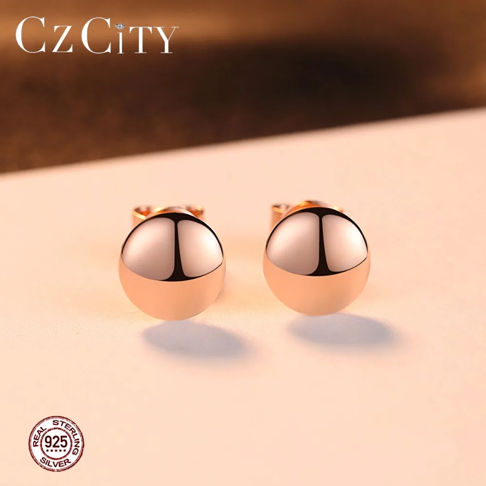 CZCITY самых лучших брендов Симпатичные серьги гвоздики для женщин розовое золото