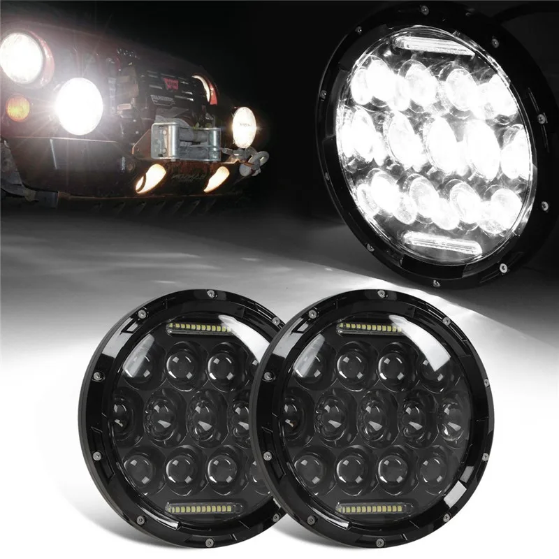 Черный 7 &quotпроектор Лен фара дюймов 75 Вт светодиодные фары DRL для Jeep wrangler Jk Tj Лада