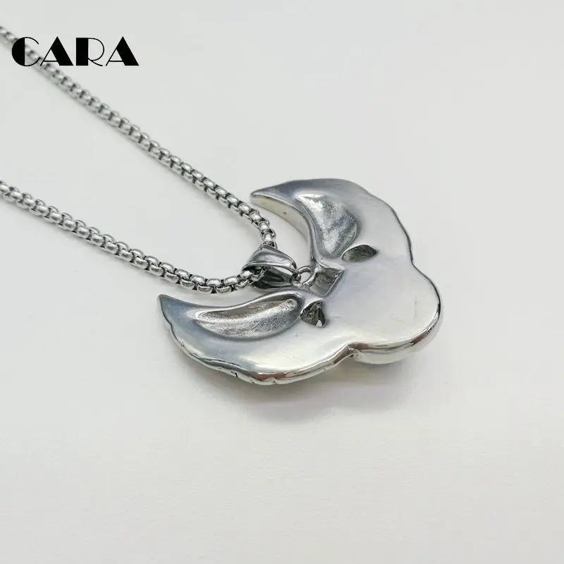 CARA Новый 316L нержавеющая сталь Винтаж серебряные крылья дьявол подвеска с шариком