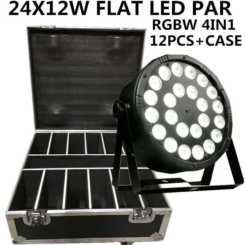 

12pcs/ 24X12W LED PAR +Flight Case RGBW 4in1 PAR Lights/ disco lights dmx led wash light stage professional dj equipment