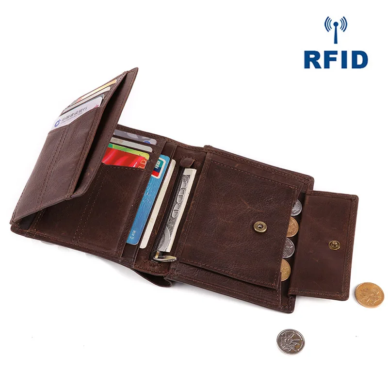 Мужской органайзер из натуральной кожи кошелек RFID антимагнитный короткий