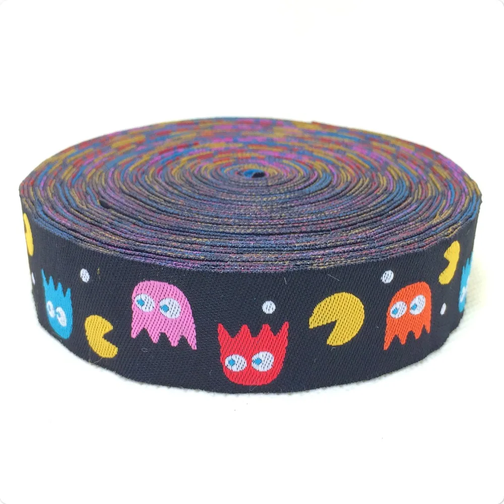 Pac man оптовая продажа 5/8 '(16 мм x 10 ярдов) фотолента ktzd2014070802|polyester woven jacquard ribbon|jacquard