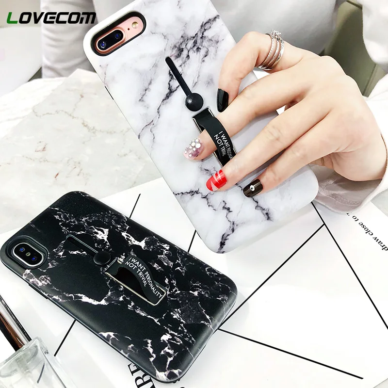 Чехлы для телефонов LOVECOM для iPhone XS Max XR XS 6 6S 7 8 Plus X белый и черный рельефный держатель мраморного кольца мягкий чехол на заднюю панель телефона чехлы