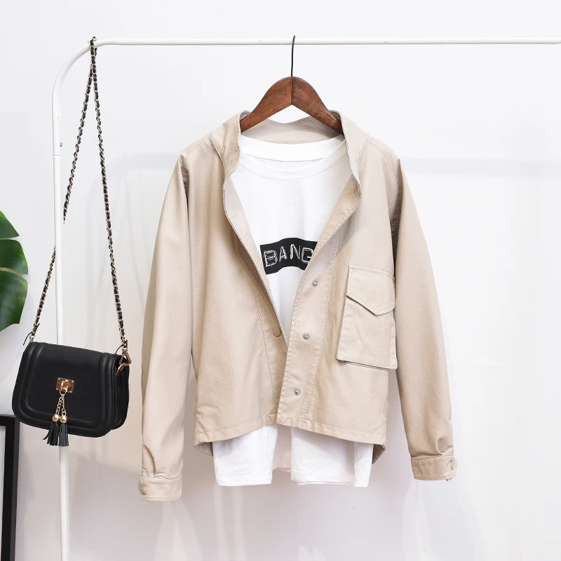 Fitaylor Женская куртка из искусственной кожи с длинными рукавами в стиле ретро