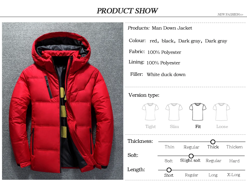 VROKINO New In Thick Winter Warm Down Jacket Men's Casual High Quality White Duck Down Jacket Men's Parker Coat M-3XL