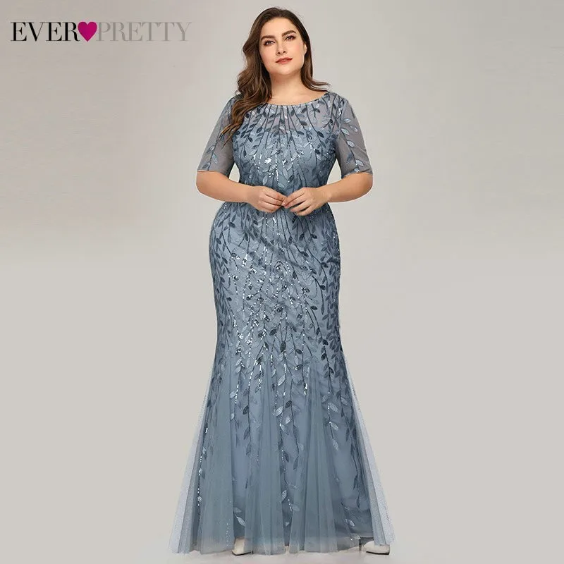 Вечерние платья с аппликациями Ever Pretty, длинное кружевное платье-русалка большого размера с пайетками, платья разных цветов для вечеринок в стиле Саудовской Аравии, лето-осень