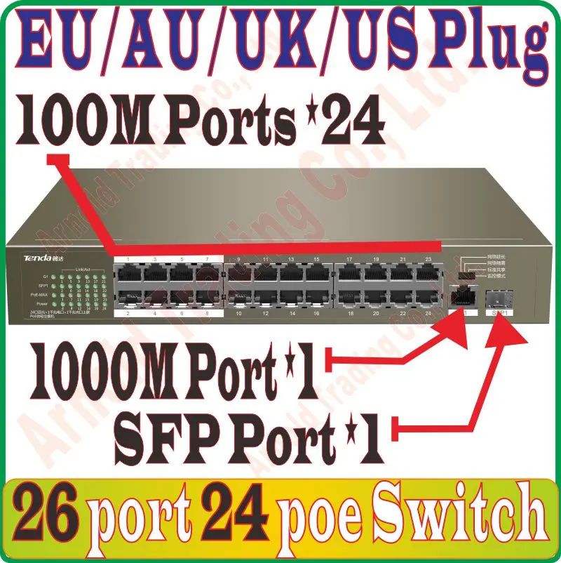 PoE-коммутатор 225 Вт 26 портов 24 порта PoE | Компьютеры и офис