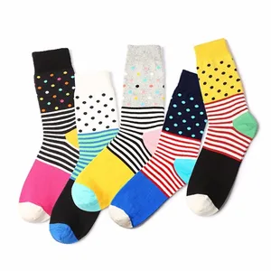 Забавные разноцветные мужские носки PEONFLY, из чистого хлопка, с волнистым рисунком, Осень-зима