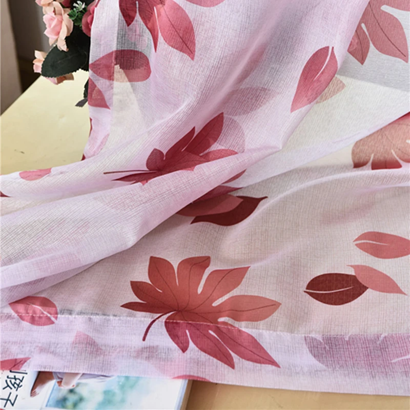 2018 пасторальный красный кленовый лист прозрачная драпировка занавески готовые