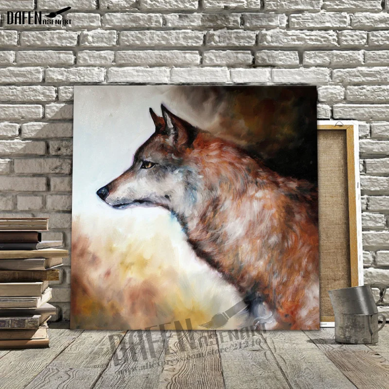 Картина масляная Happy Wolf 100% ручной работы с животными смешная картина из