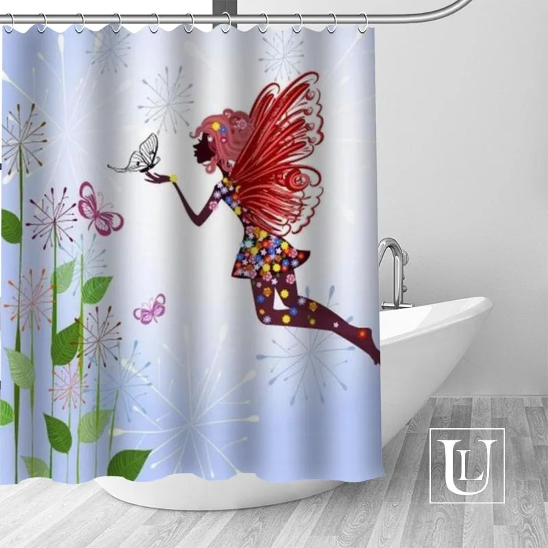 

High Quality Custom Butterfly Shower Curtain Polyester Fabric Bathroom Curtain Hooks Mildew Resistant Bathroom Decor