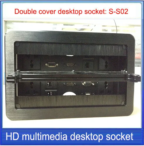 Настольная розетка с двумя щетками/алюминиевая розетка/USB VGA HDMI сеть RJ45 разъем для