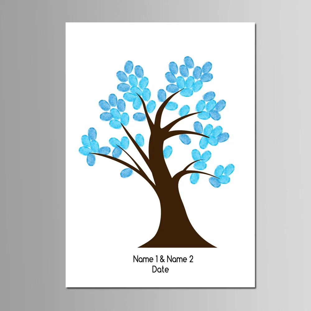 New DIY Money Tree Annual Meeting Fingerprint Signature Guest Book Wedding Party Decoration Printed Canvas Painting 50*70cm