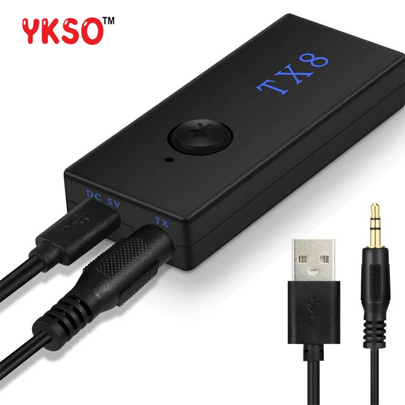 YKSO передатчик Bluetooth Беспроводной стерео аудио TX8 адаптер RCA 3 5 мм для ТВ наушников