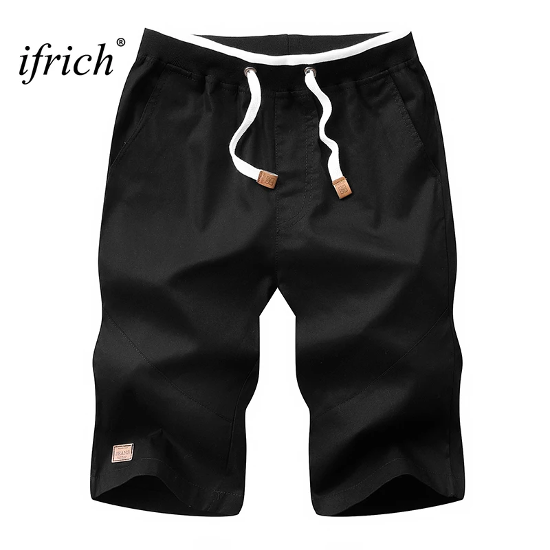 IFRICH летние мужские пляжные шорты повседневные однотонные дышащие с эластичной
