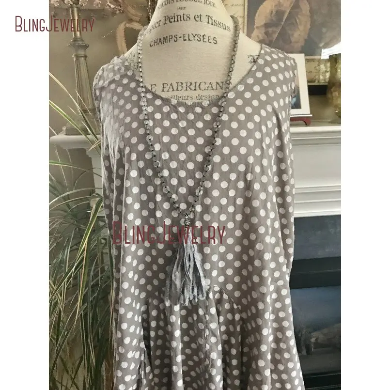 Потертое колье в стиле бохо сари шелковая кисточка Boho Glam узкая матовая серая бусы со стразами ожерелье NM18227