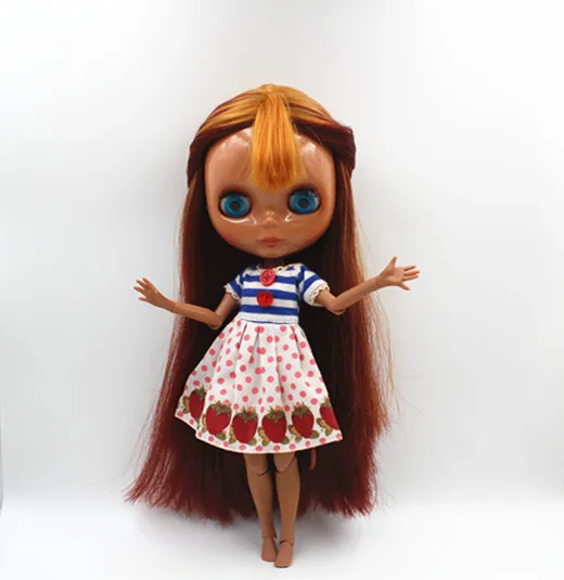 Кукла Blygirl Blyth Смешанная челка оранжевого розового красного цветов Обнаженная