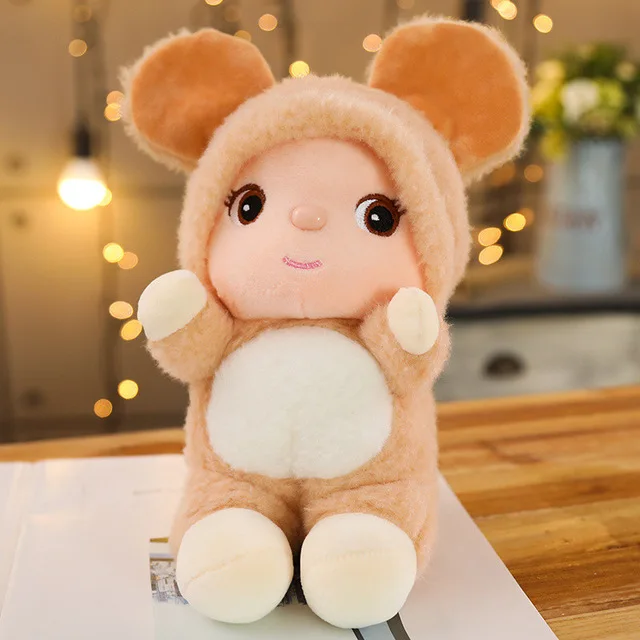 brown mouse Новые 26 см милые мыши и Кролик Длинные Плюшевые Уши игрушки мягкие Kawaii куклы животных для детей маленьких девочек прекрасный подарок на день рождения - Цвет: brown mouse