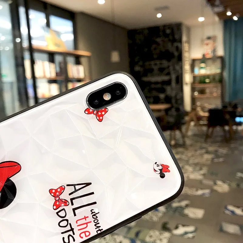 Милый мультяшный Микки Маус чехол для телефона iphone XR XS MAX Алмазная текстура Минни