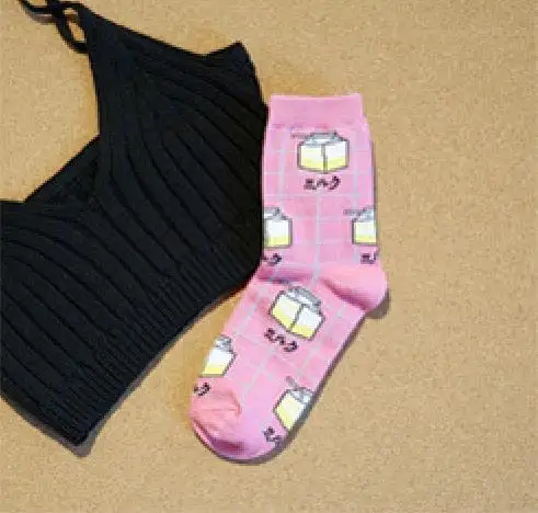

Japan Style Hipster Funny Socks Milk Design Harajuku Fashion Female Socks Cartoon Cotton Happy Sock Ankle Warm Winter Cotton