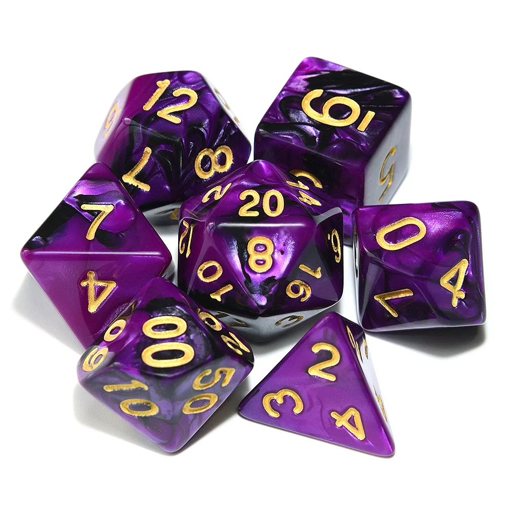 Многогранные DnD смешанные цвета кости 7 шт./компл. для ролевой игры «Подземелья и Драконы настольные игры D4, D6, D8, D10, D%, D12, D20