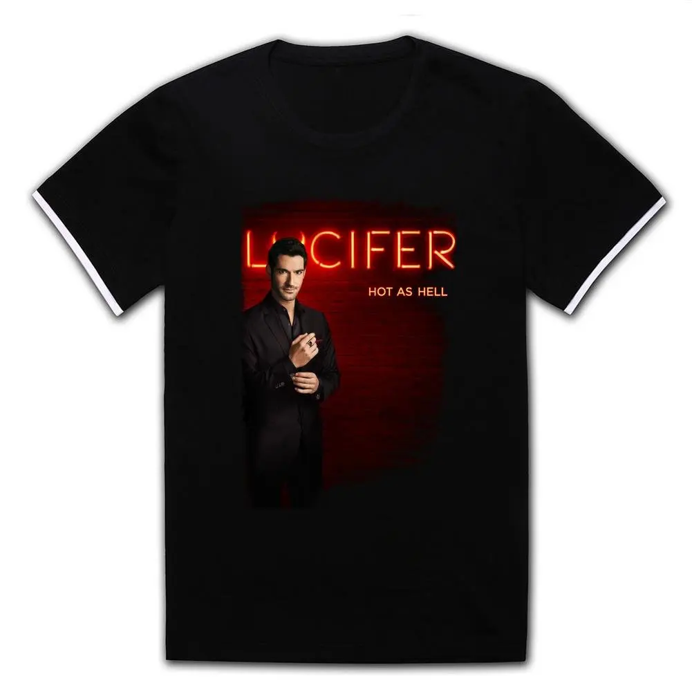 Shhdg Lucifer ТВ шоу Люцифер Morningstar человек мерсеризованный хлопок Футболка мужские