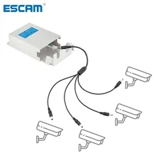 ESCAM-fuente de alimentación para exteriores, Cable divisor de alimentación de 4 vías, CA, CC, 12V, 3A, 1 macho a 4 Cable hembra Dual, 2,1mm, para cámara IP